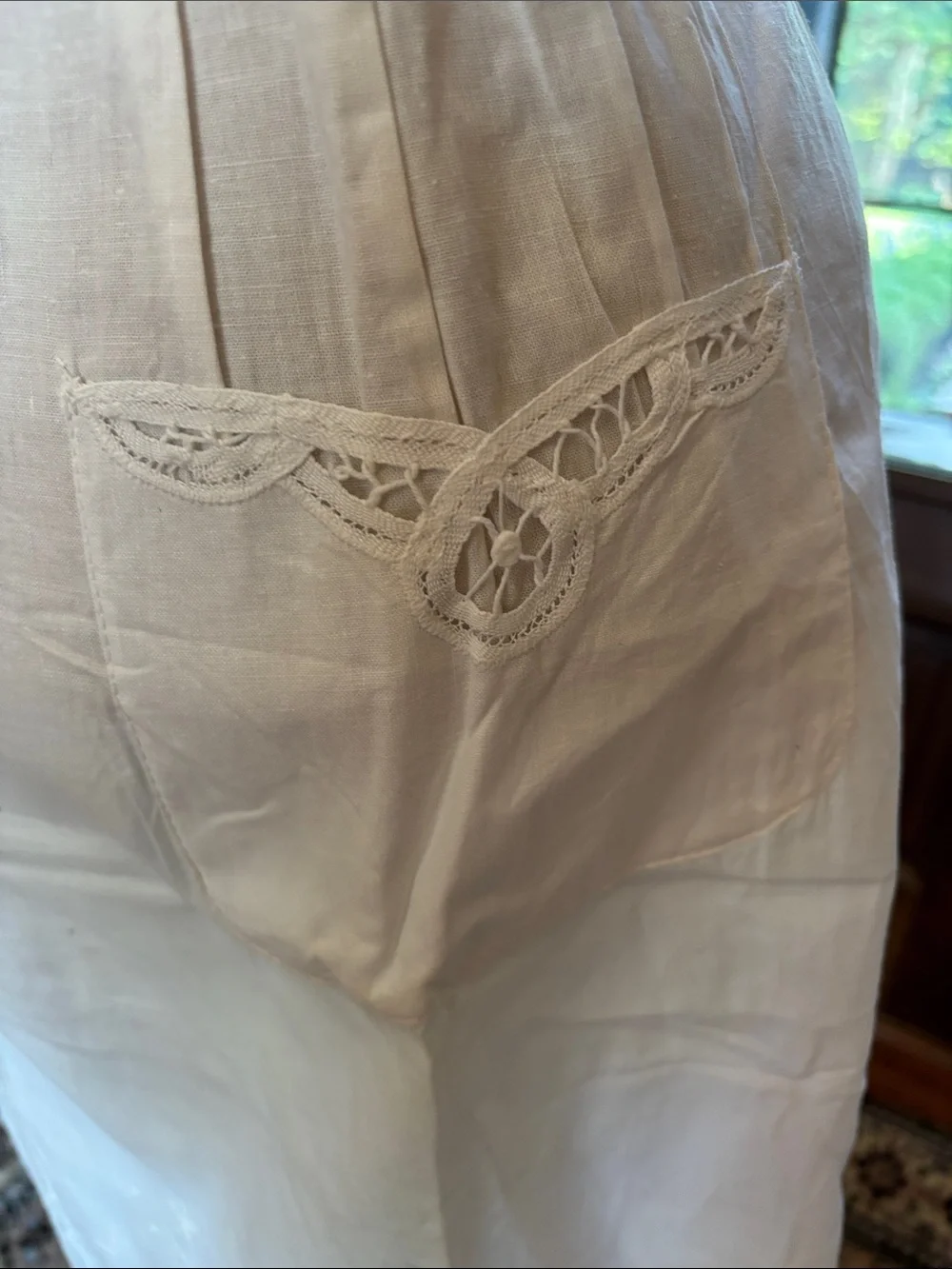 Cotton Battenburg lace cotton apron